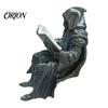 Fantasy Collection Display Gothic Shadow Reader Statue, Dark Style Mini Wizard Figurine, Matte Ornament Black Resin Sculpture for Home Office