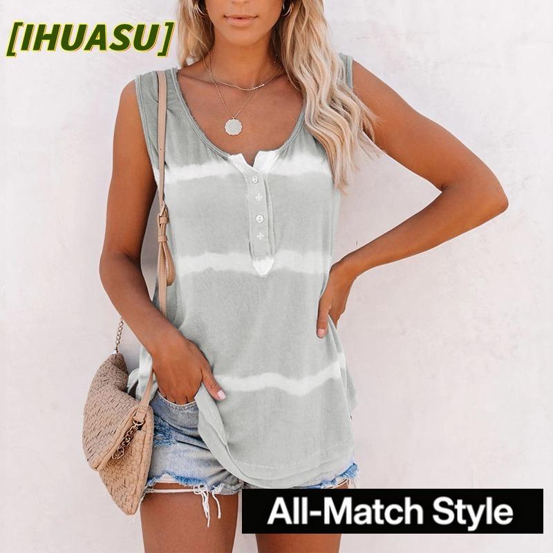 IHUASU Women's Fashion Casual U-Neck Sleeveless Blouses & Shirts
