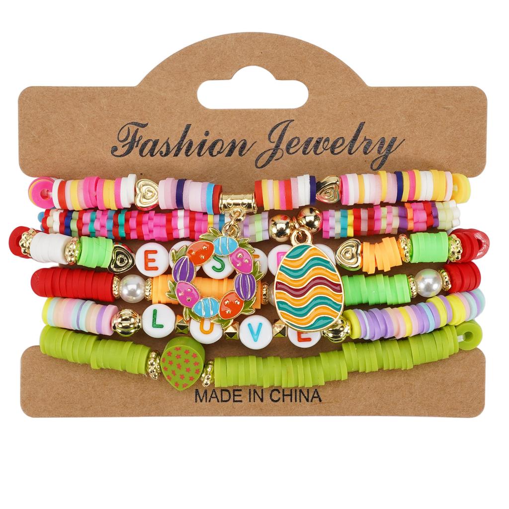 Easter Colorful Beads Bunny Pendant Bracelet Accessories for Girls