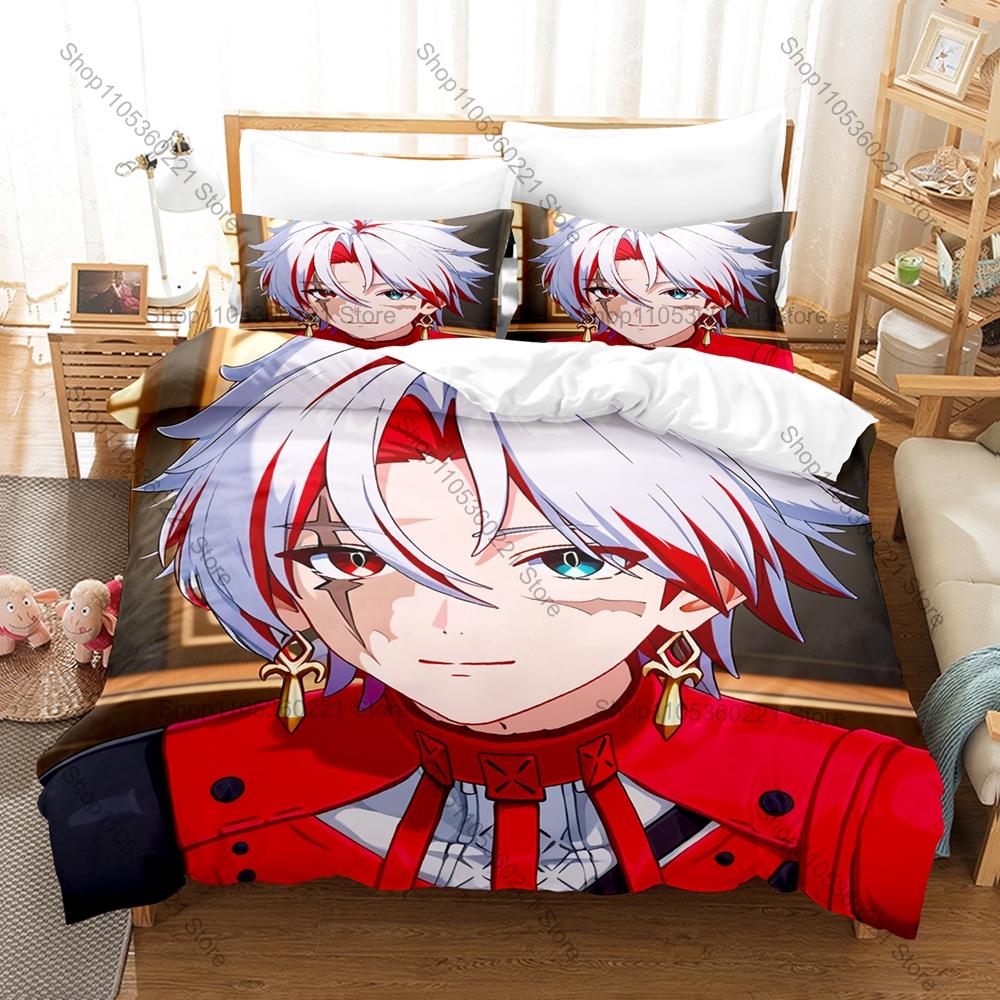 Scar WuWa 3PCS Bedding Set Wuthering Waves Anime Print Soft Microfiber Duvet Cover Pillowcase Heterochromatic Eyes Character