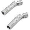 QWORK 14Mm&16Mm Magnetic Swivel Spark Plug Socket, Thin Wall Magnetic Rotating 3/8" Drive 12 Point Standard Spark Plug Socket Removal Tool 360-Degree