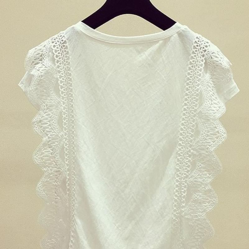 Women Summer Tops Crochet Lace Tees Sexy Vintage Sleeveless Vest Tank T Shirts Loose Blouse Casual Tees