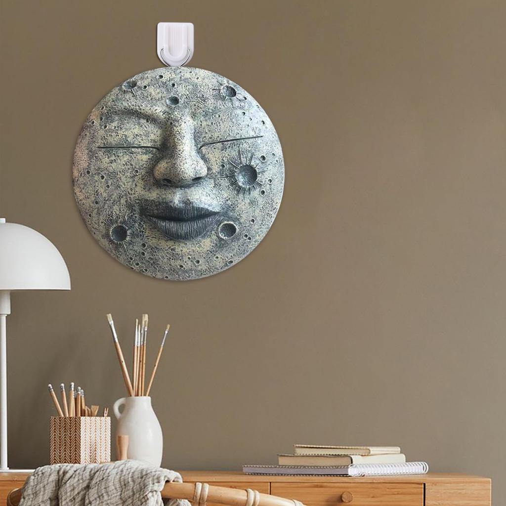 Sculpture de Masque Visage de Lune Ornement Créatif Décoration d'Intérieur d'Inspiration Lunaire