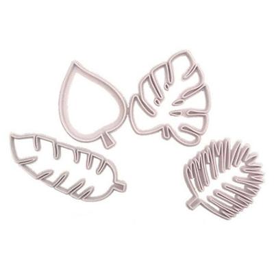 4 Stück Tropische Blätter Ausstechformen Set Palmblätter Fondant Ausstecher Form für Luau Kuchen Dekoration