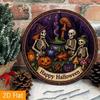 Gothic Iron Wall Art Halloween Pumpkin Cauldron Metal Sign Indoor Outdoor Decor