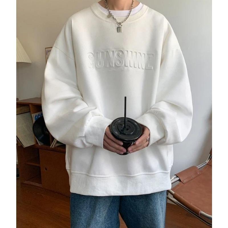 

Тяжелый Новый Мужской Свободный Свитшот с Круглым Вырезом из Искусственной Замши с Длинным Рукавом Базовый L синий