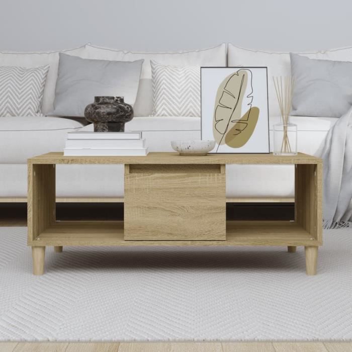 821063 vidaXL Table basse Chêne sonoma 90x50x36,5 cm Bois d'ingénierie
