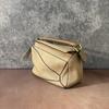 [Pre-Owned] Puzzle Logo Embossed Patchwork Design Leather Geometric Tote Shoulder Crossbody Bag Small - Excellent #1JLMXTE