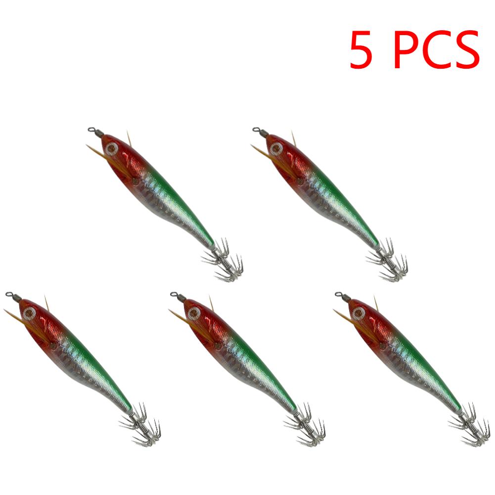 10-1PCS Bionic Shrimp Fishing Lures Horizontal Luminous Squid Jig Hook Sea Fishing Accessories Artificial Bait 9CM Octopus Lure