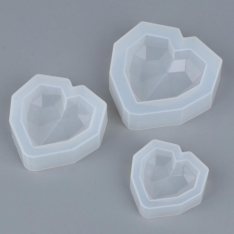 1Pcs 3D Love Heart Design Silicone Cake Mold Diamond Soap Moulds Decorating Tool