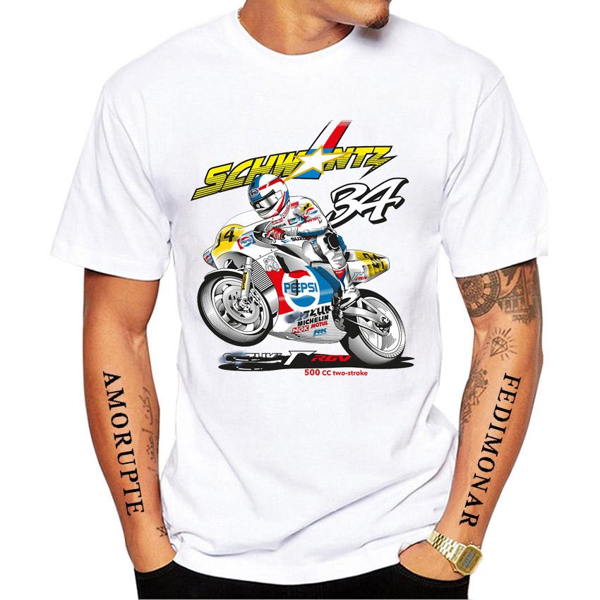 34 Kevin Schwantz Gp 2023 T-Shirt Sommer Unisex Kurzarm Gs Abenteuer Moto Sport Freizeit Weißes Oberteil Unisex Motorradfahrer T-Shirts
