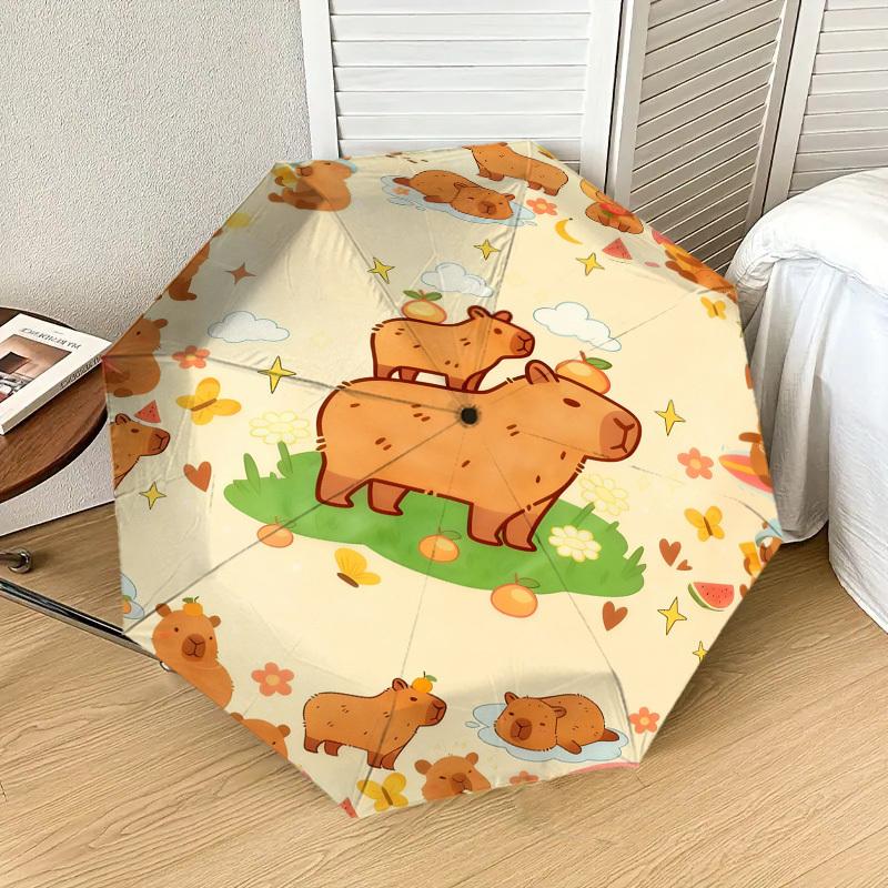 1pc Capybara Summer Pattern Umbrella Design Automatic Opening and Closing Umbrella, High-quality Travel Umbrella,  C1128153