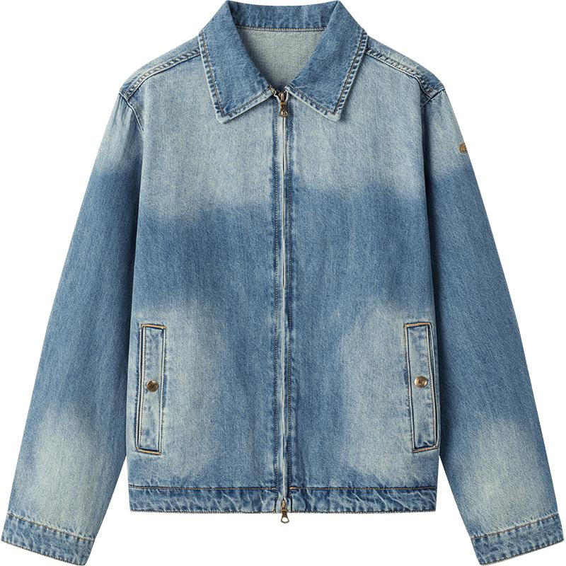 

NVG·YOUNG Мужская ретро джинсовая куртка с лацканами и двойной молнией M