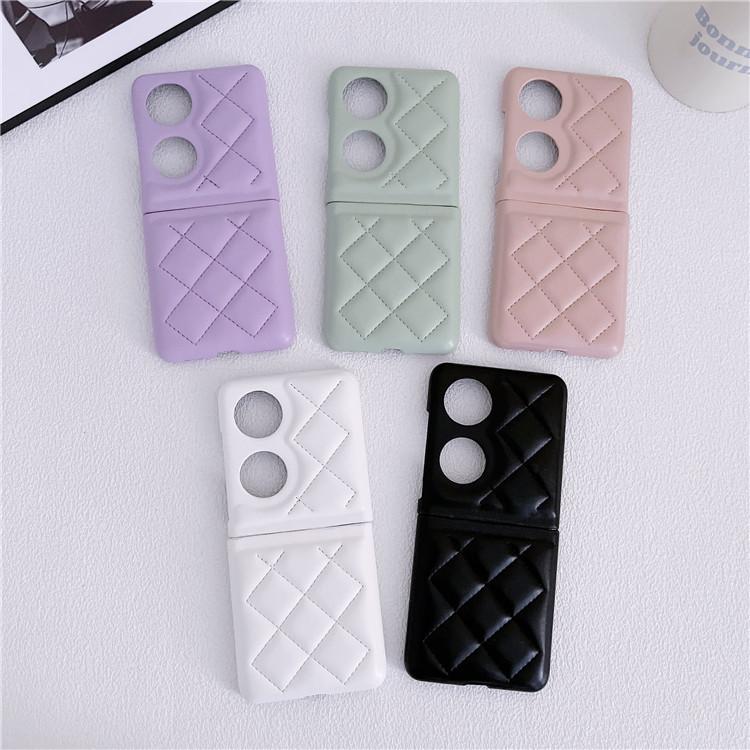 Applicable to Huawei P50 Pocket rhombus leather case, mobile phone case up and down folding screen PU hard case protective case, Japan and South Korea