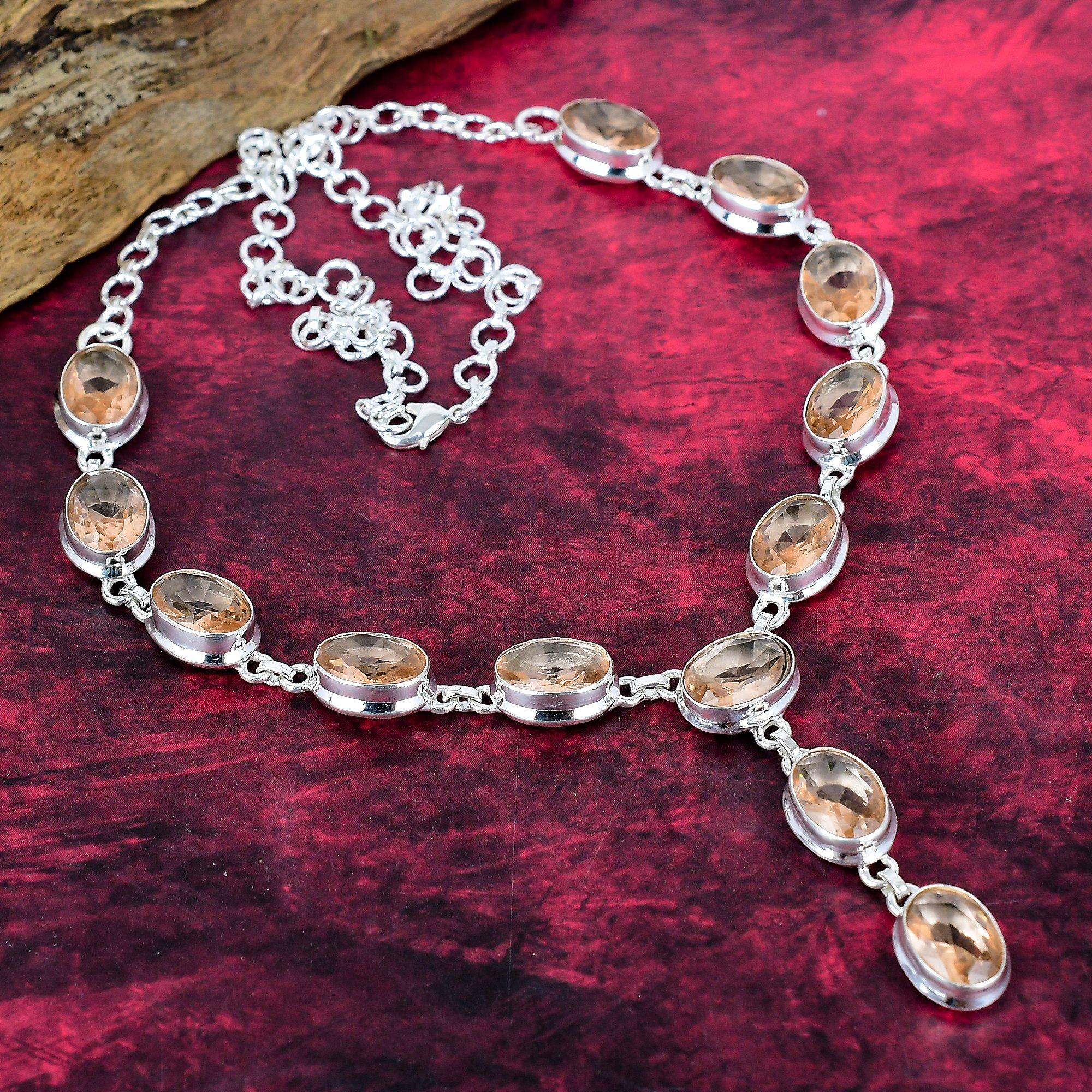 

Ожерелье с морганитом, драгоценный камень ручной работы, ожерелье из стерлингового серебра 925 пробы, антикварные ювелирные изделия, регулируемое ожерелье-цепочка, подарок на помолвку