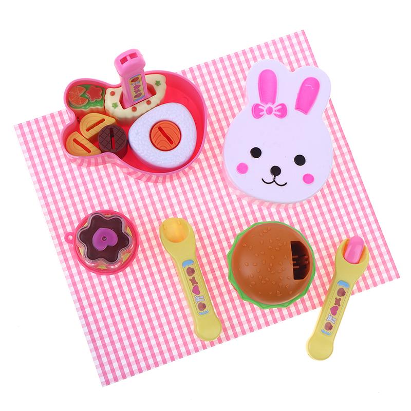Simulation Food Feeding Toys With Storage Box Bento Hamburger Ice Cream Food Toy Set Dollhouse Kitchen Toys Kid Birthday Gifts