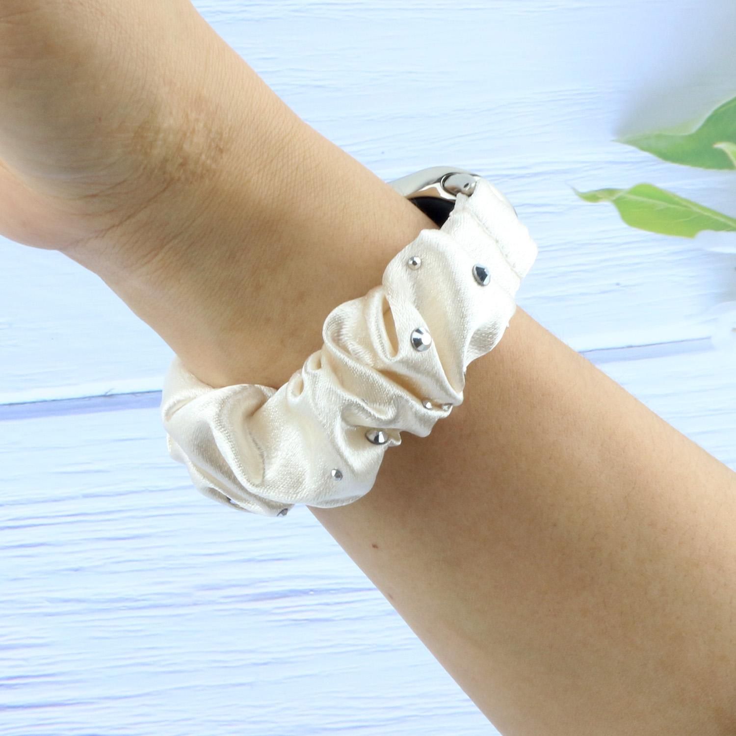 

Watch Band Fabric Soft Quick Release Replacement Bracelet Strap Bling Elastic Watchband for Women Kids 18mm 20mm 22mm Smartwatch 22mm абрикосовий
