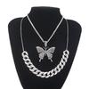 Fashion Creative Rhinestone Butterfly Perfume Keychain Hip Hop Cuban Necklace No. 5 Pendant for Women Elegant Holiday Jewelry