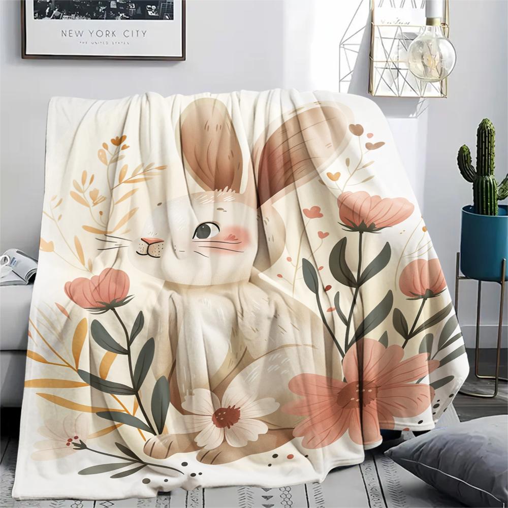1Pc Cartoon Print Flannel Blanket, High Quality Comfortable for All Seasons, Home Decor, Warmth and Comfort, Perfect for Christmas Birthday Gift