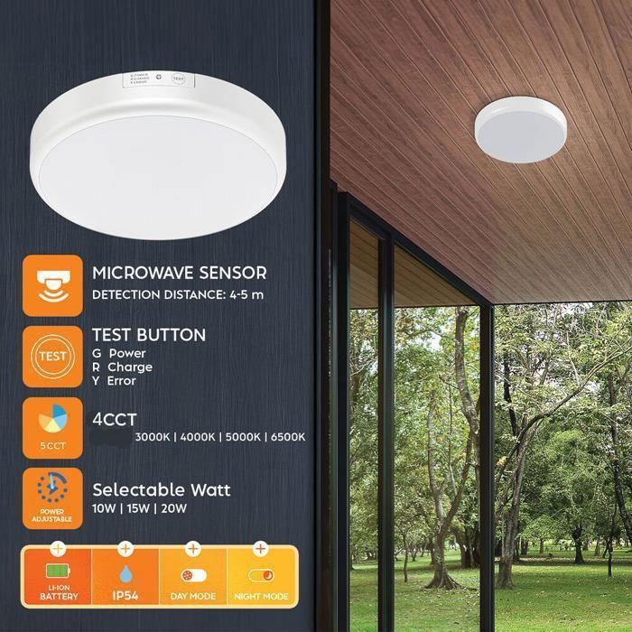 Plafonnier LED Rond 20W 4en1 avec Détecteur IP54