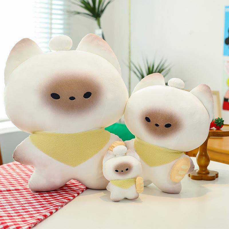 Popular Steamed Buns Cat Plush Toys Kitten Super Cute Girl Heart Toast Cat Doll