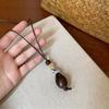 Wood Rhyme Leisure Wind: Summer Bohemian Wooden Necklace - New Chinese Style Clavicle Chain for Women, Retro Holiday Accessory.