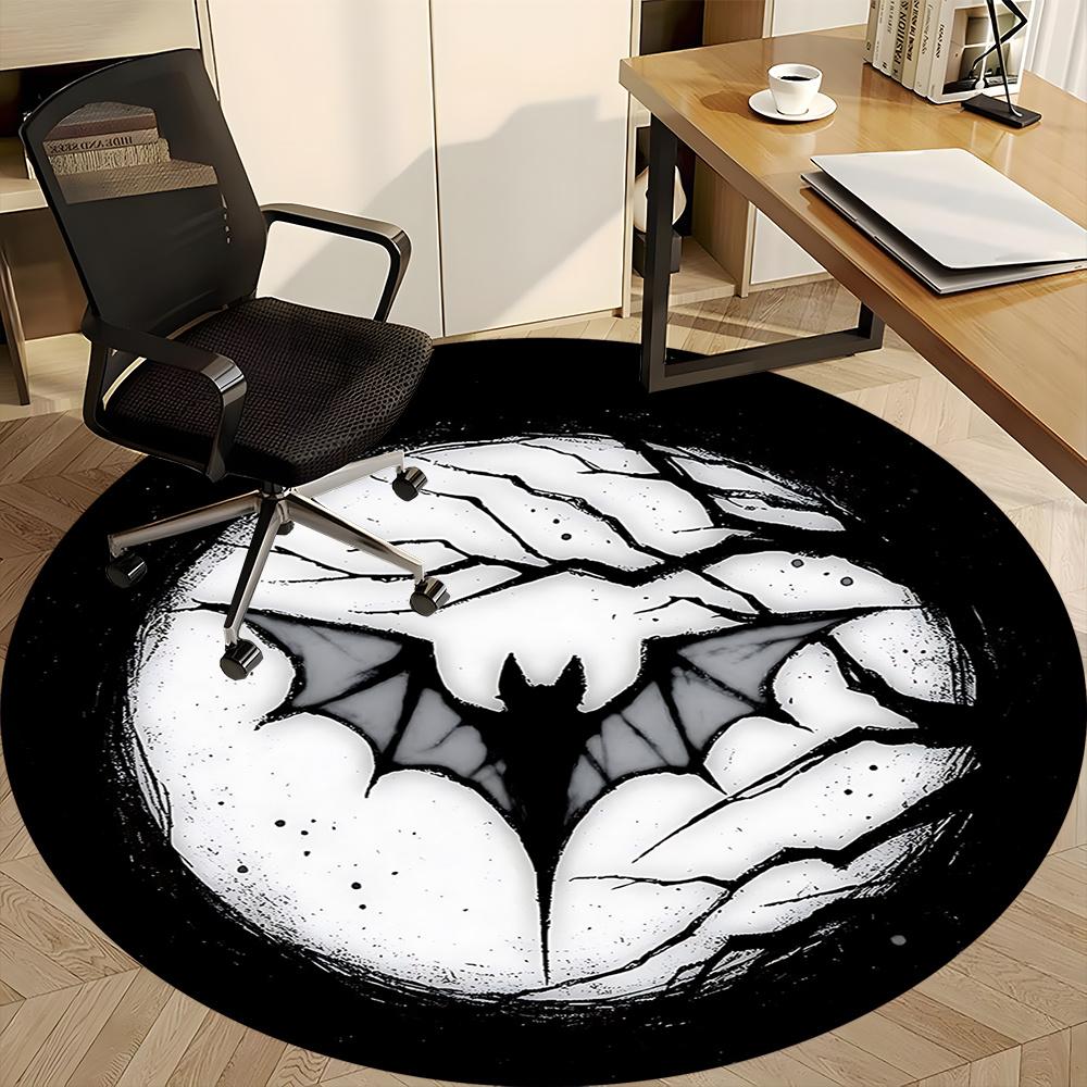 1pc Bat Symbol Office Round Area Rug, Indoor Mat Suitable ForOffice, Under Office Chairs Bedroom Living Room Home Decor, Room Deco U15