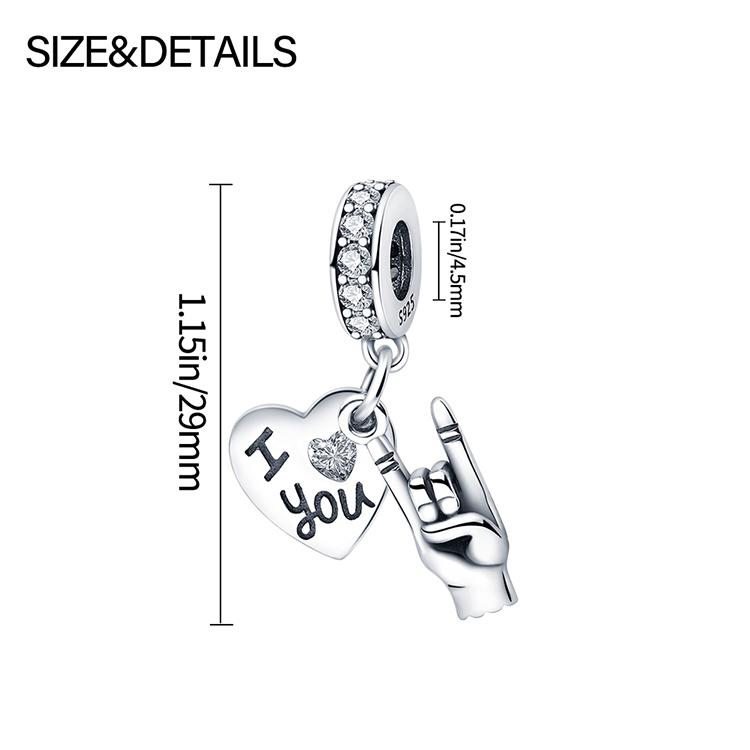 Original Charms Copper Heart Hand Pendant Beads Fit Bracelet Women Jewelry Making Diy Gift