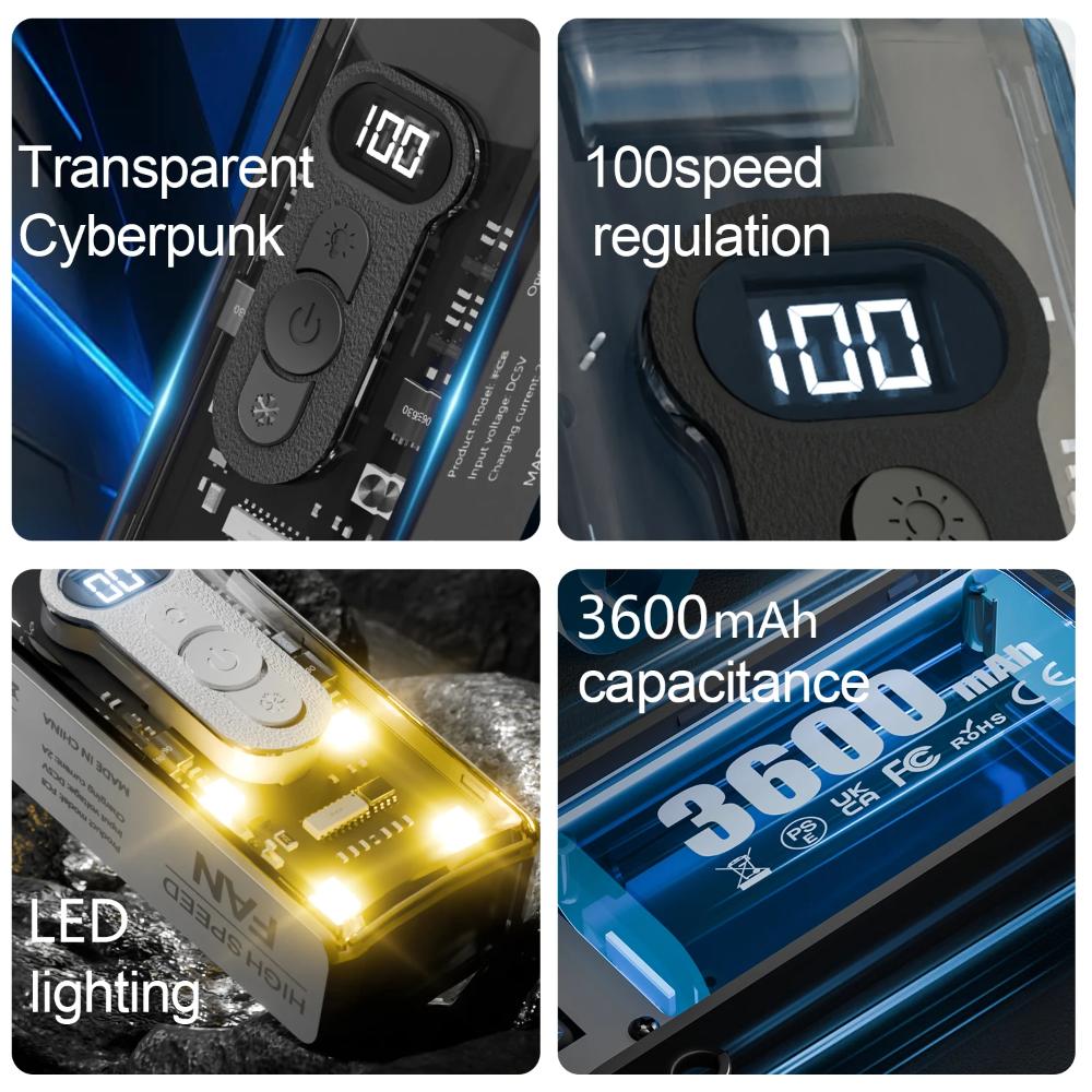 1Pc Portable Hand Foldable Cooling Fan High Wind Speed Turbo Mini Bladeless Handheld Fan USB Rechargeable Personal Highspeed Fan