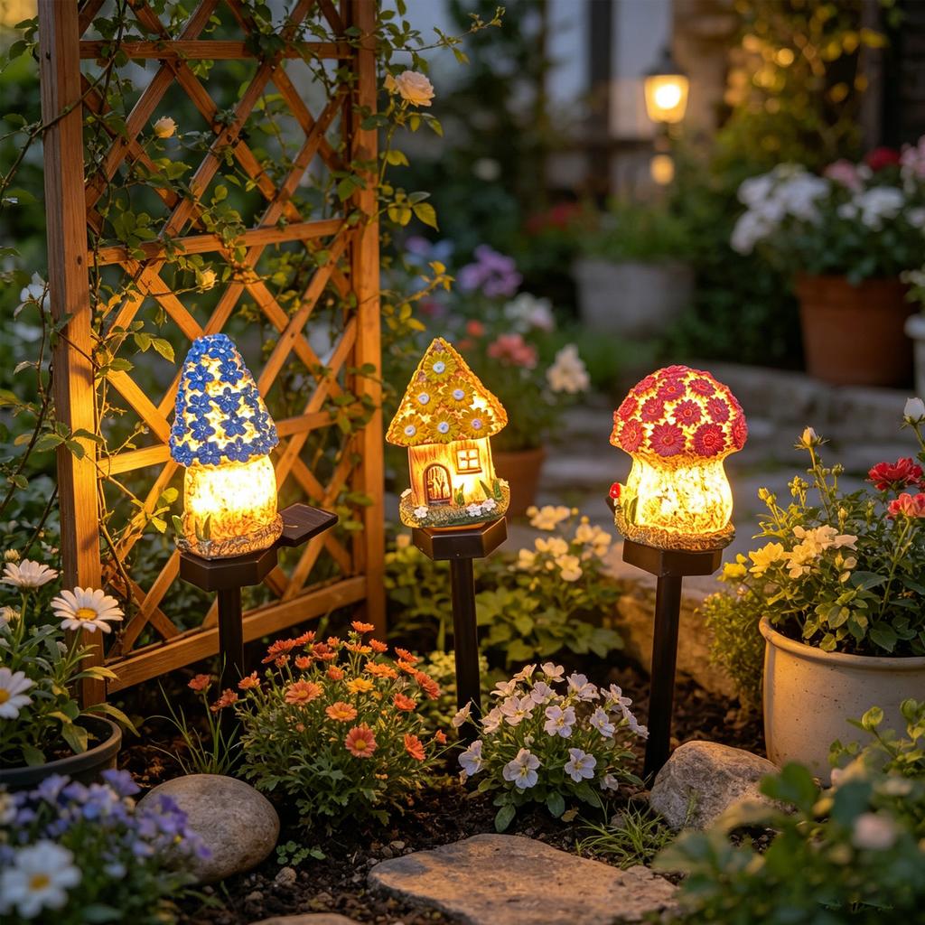 Resin Garden Light Outdoor Decorative Landscape Lawn House Stake Lighting for Yard Patio Walkway