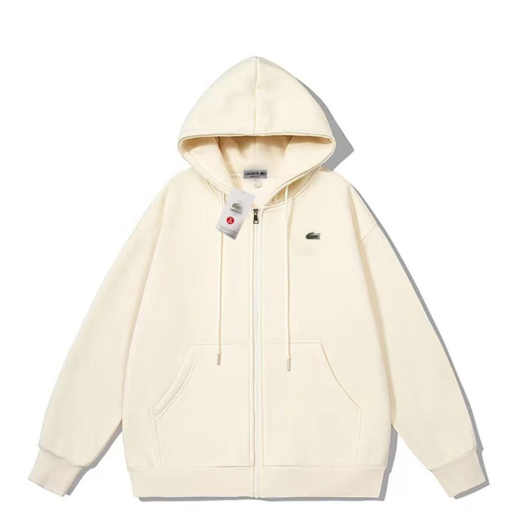 Men's Autumn/Winter Embroidered Crocodile Hoodie - New Style Loose Fit Zip-Up Cardigan with Hood, Long Sleeves, and Plain Color Design.