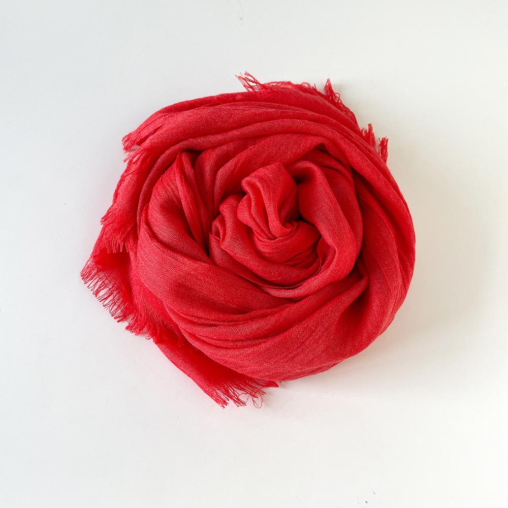 Solid Color Scarf Cotton and Linen Shawl Yarn Women's Summer Sunscreen Headscarf Retro Yarn Lengthened