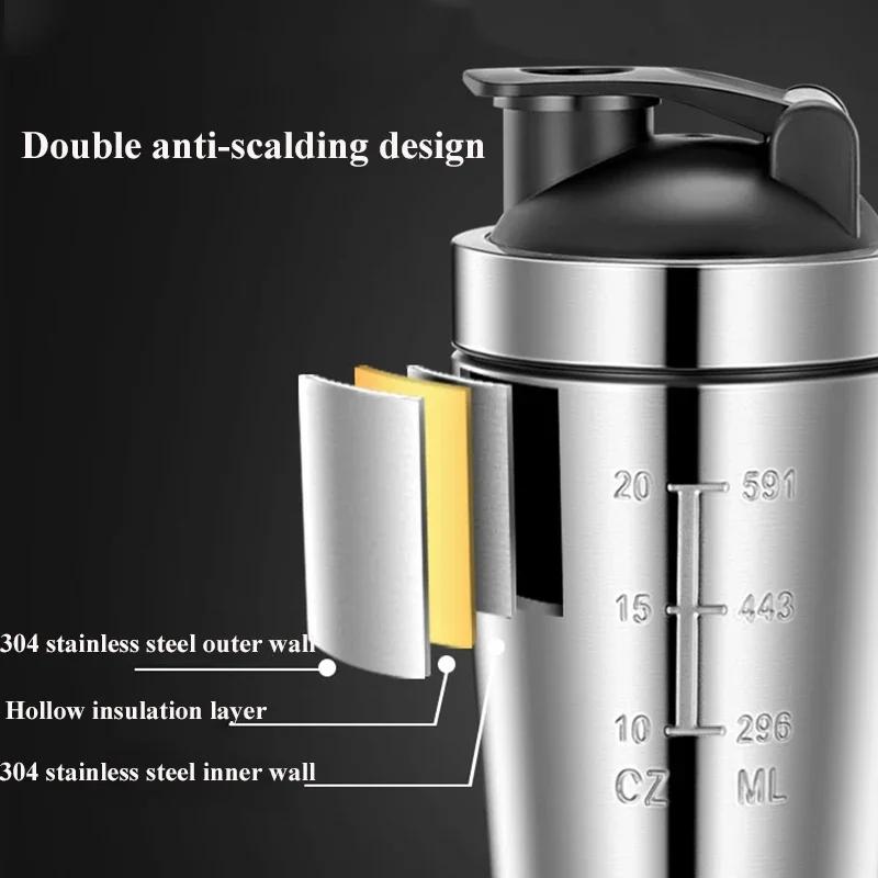 Portable Stainless Steel Protein Shaker CupFitness Sports Mug Nutrition Shakers Cup Water Bottles Water Cup Portable Shakers