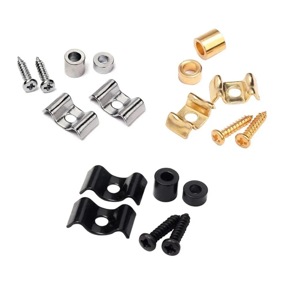 1 Pair Electric Guitar String Trees Retainers with Screws, String Guides for Fender ST SQ Series, Gold/Black/Chrome