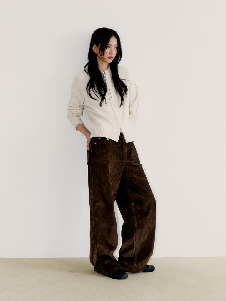 OAFISH Wide Corduroy Pants, Brown