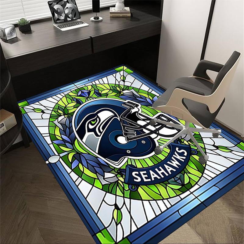 

1PC Stained Glass Seahawks Non-Slip Floor Carpet Compatible for Office&Living Room&Bedroom&Dining room - Flat - Weave Machine-S0382 60cm by 90cm