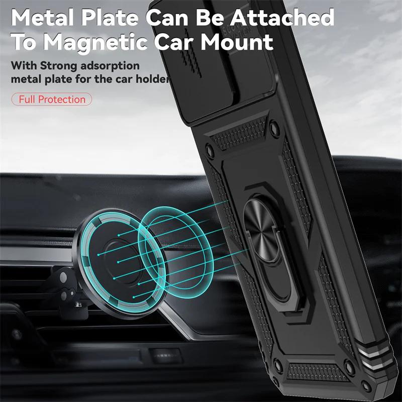 For Xiaomi Redmi 13C Case Slide Lens Protect Shockproof Armor Phone Cases For Xiaomi 13T Redmi NOTE13 PRO 4G5G Ring Holder Cover