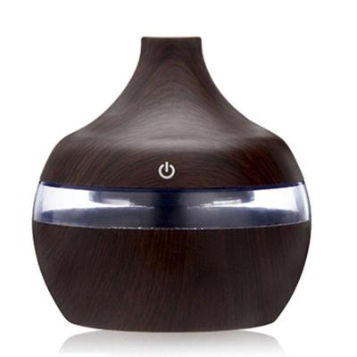 Electric Humidifier Essential Fragrance Oil Diffuser Ultrasonic Wood Humidifier USB Mini Mist Maker LED Light | Humidifiers (Deep Wood Layers)