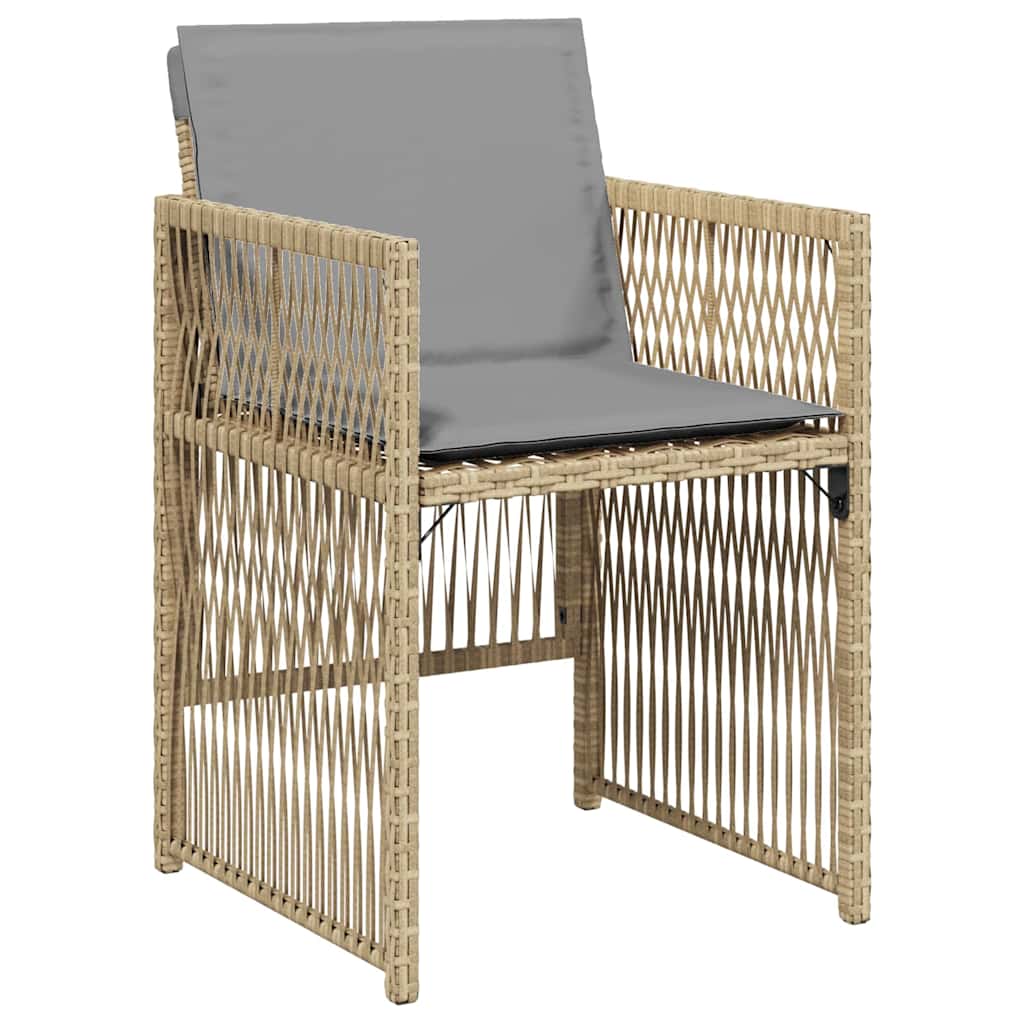 Garden Dining Set 9 pcs Beige Powder Coated Steel