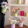 Small Handcrafted Flower Bucket with Fashionable Bows Practical Miniature DIY Bucket Suitable for Parties & Gifts