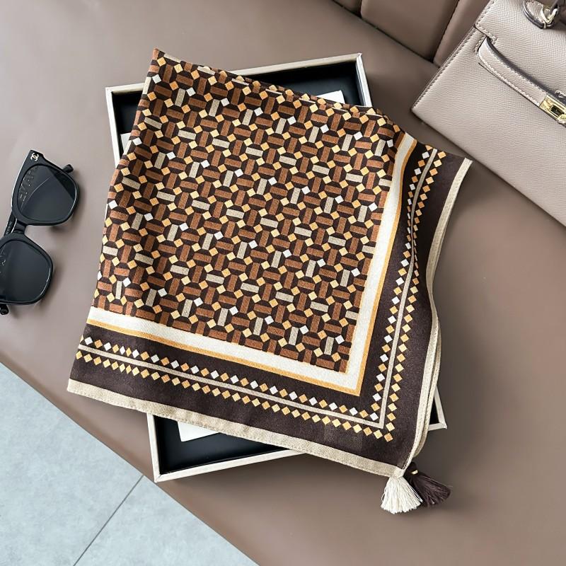 New Tassel Pendant 61 * 61 Square Scarf Fashionable Versatile Printed Shawl High-end External Decoration Beard Silk Scarf