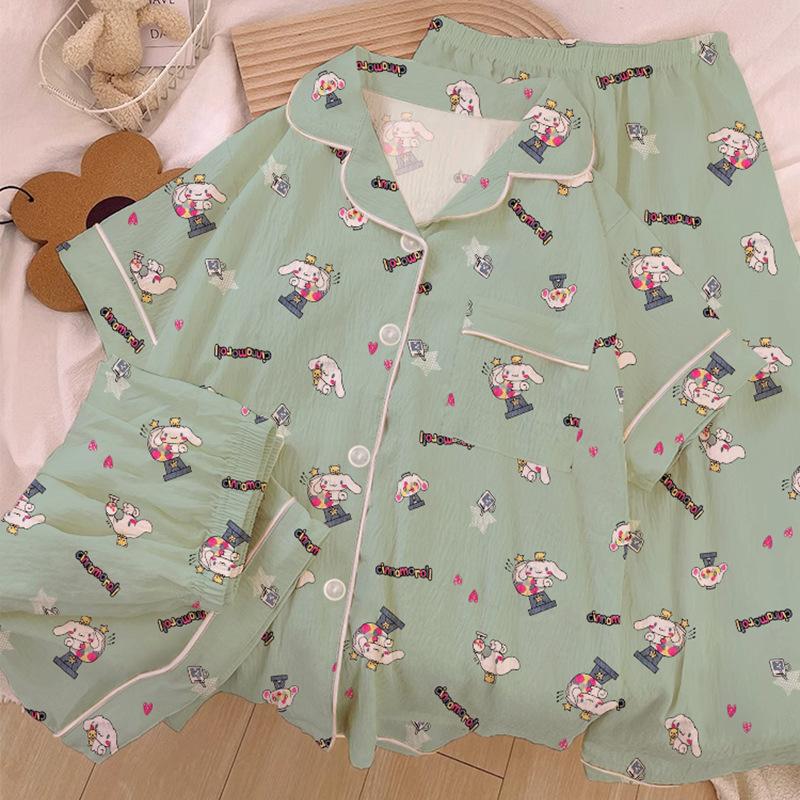 Homewear Cloud Cotton Frühling und Sommer Pyjama Damen Kurzarm Hose Cartoon Welpe Mädchen Dreiteiler