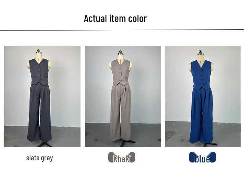 Conjunto de Moda de Verano 2025 para Mujer: Chaleco sin Mangas de Cuello en V y Pantalones de Pierna Ancha