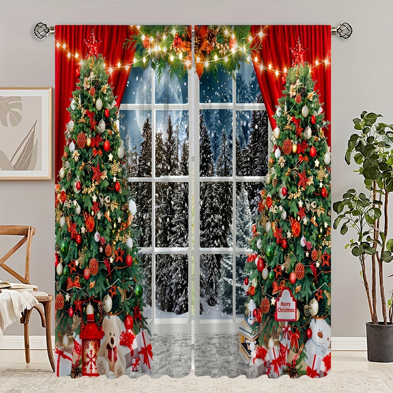 

Santa Claus and Christmas Themed Snowman and Gift Decorative Piece Style Print Styling Drapes Drapes for Bed Chamber and Living Area Room Decor W50H60(CM)x2PCS&Grommet Top