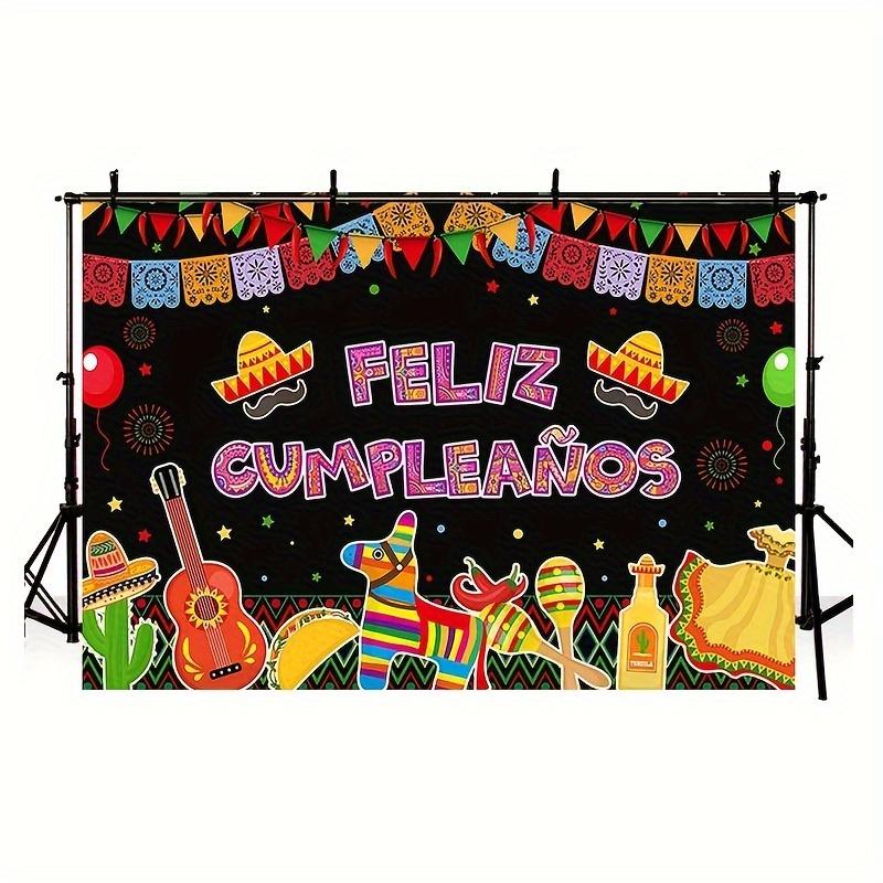 Happy Birthday Mexican Festival Party Decoration Supplies Cactus Balloon Carnival Birthday Cake Table Banner Photos Props