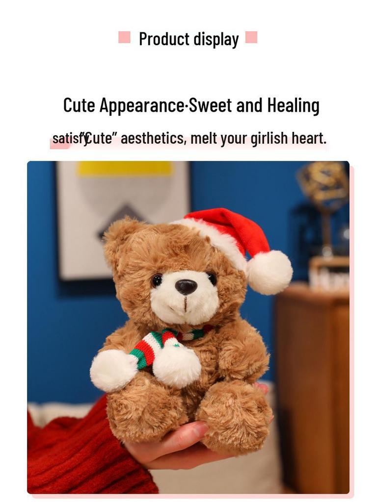 Christmas Teddy Bear with Scarf & Hat - Plush Toy for Valentine's & Birthday Gifts