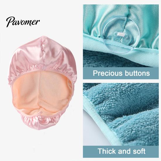 Quick Dry Hair Drying Towel Women Satin Cap, Double Layer Turban Wrap, Water Absorbent Wrap Hat for Curly, Long