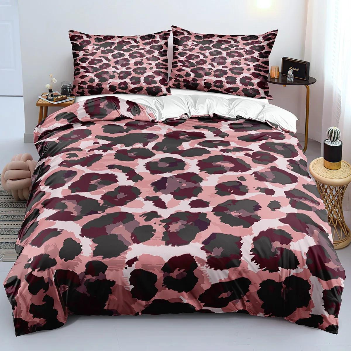 Housse de couette et taies d'oreiller Léopard Doré, Ensemble de literie Imprimé Ambre Chaud, Décor de chambre Bohème Cosy & Cadeau pour Amoureux de la Mode 135x200cm