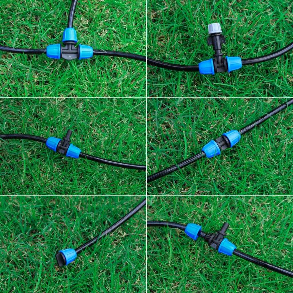 1/4" Hose Water Tube Connector Tee End Plug Blue Joint 6mm Nozzle Coupling Garden Micro-Irrigation Adapter Watering Pipe Fitting