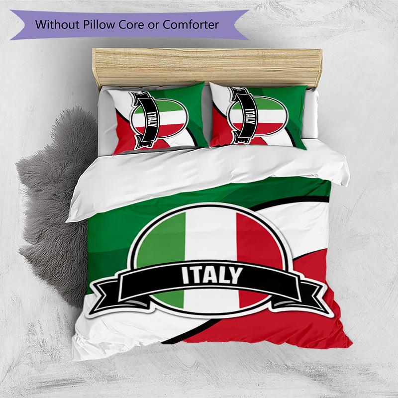 Set Lenzuola Stampate Calcio Italia 3 Pezzi Copriletto Traspirante Accogliente come Regalo per Inaugurazione Casa o Vacanze